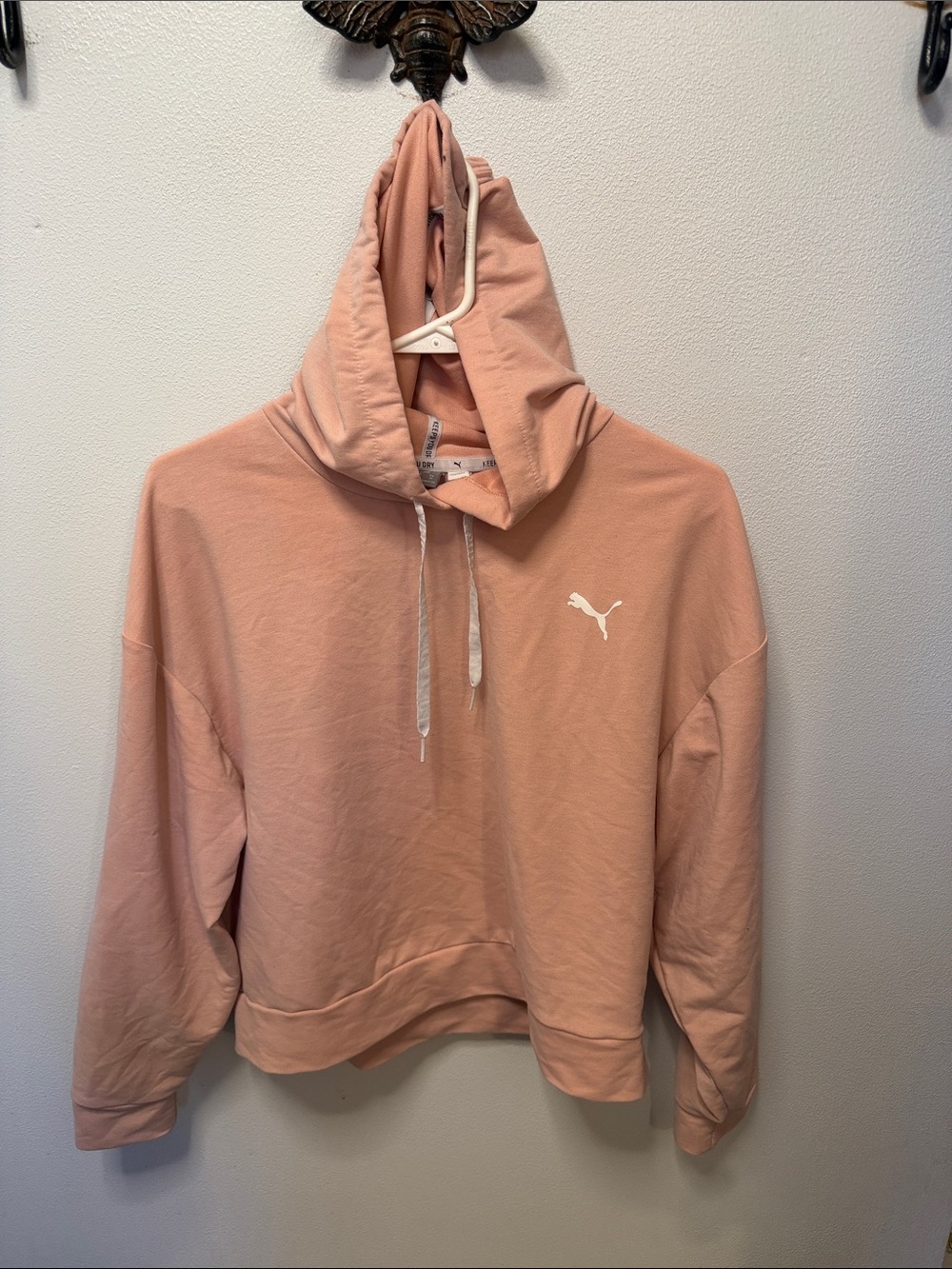 Puma Blush Pink Hoodie with White Puma Emblem